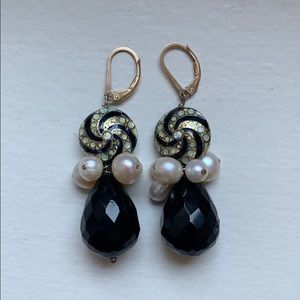 Onyx, Pearl and Filigree Dangles